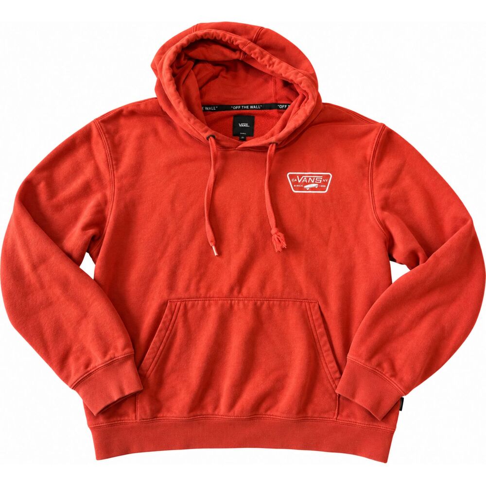 Vans Full Patch Hoodie Men's S Red Burnt Orange CA NY Since 1966 Skate